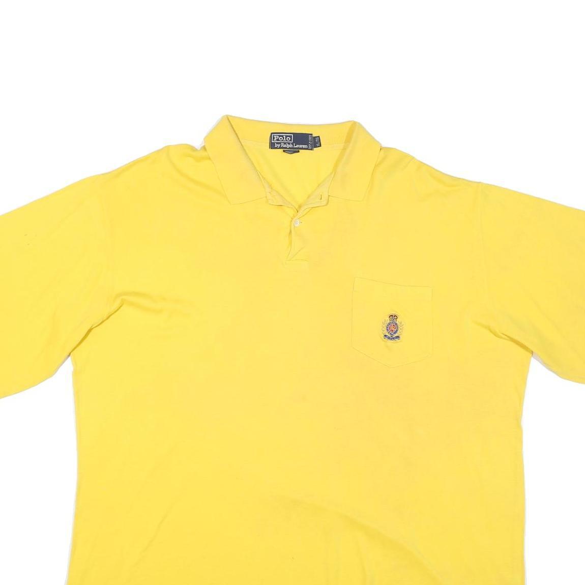 POLO RALPH LAUREN Mens Yellow Short Sleeve Plain XL Cotton Blend Casual Polo