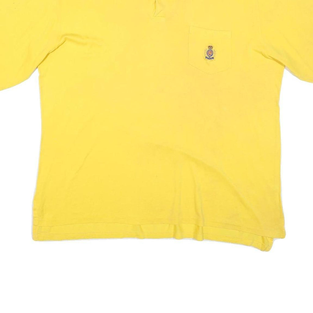 POLO RALPH LAUREN Mens Yellow Short Sleeve Plain XL Cotton Blend Casual Polo