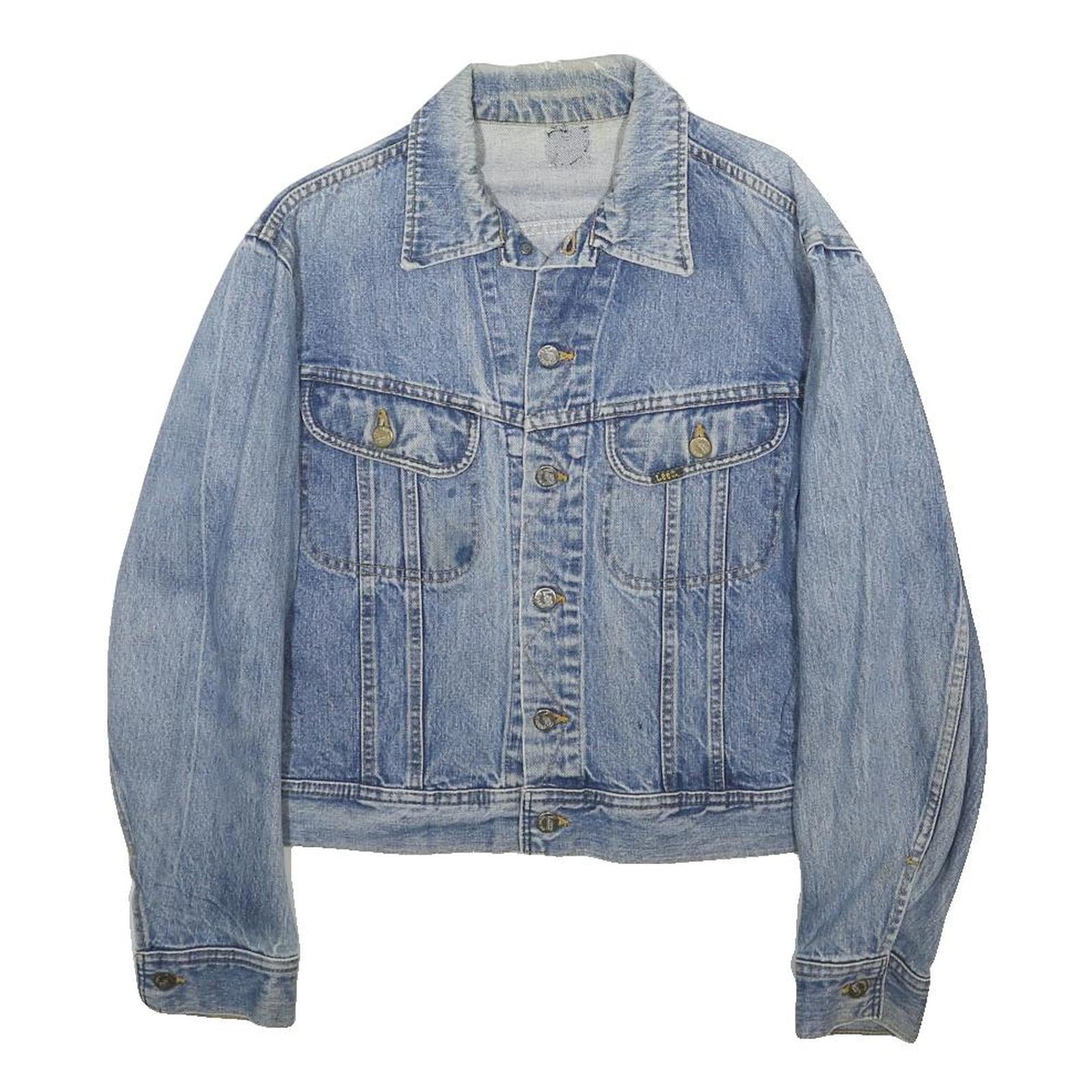 LEE Womens Blue Cotton Denim Jacket S Button Plain Casual Classic Fit
