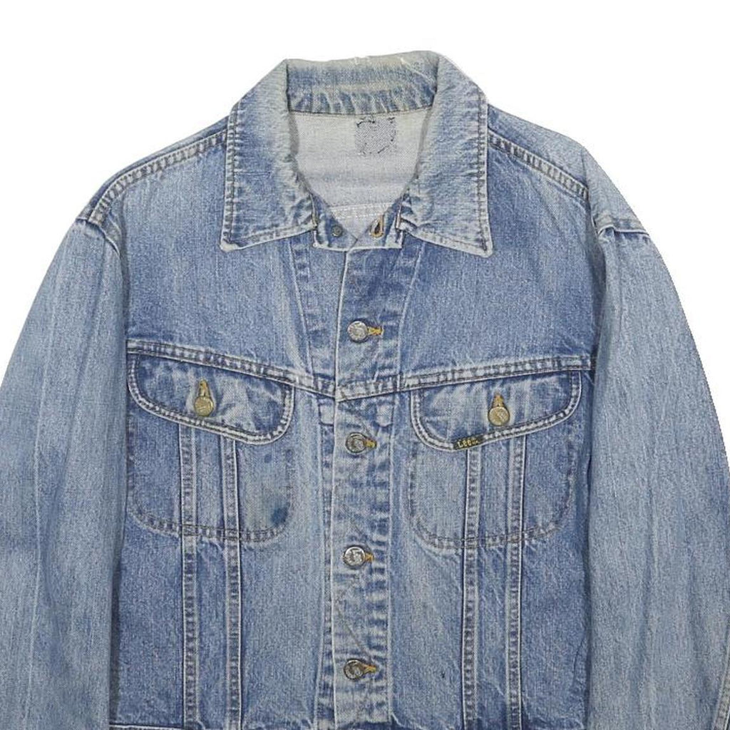 LEE Womens Blue Cotton Denim Jacket S Button Plain Casual Classic Fit