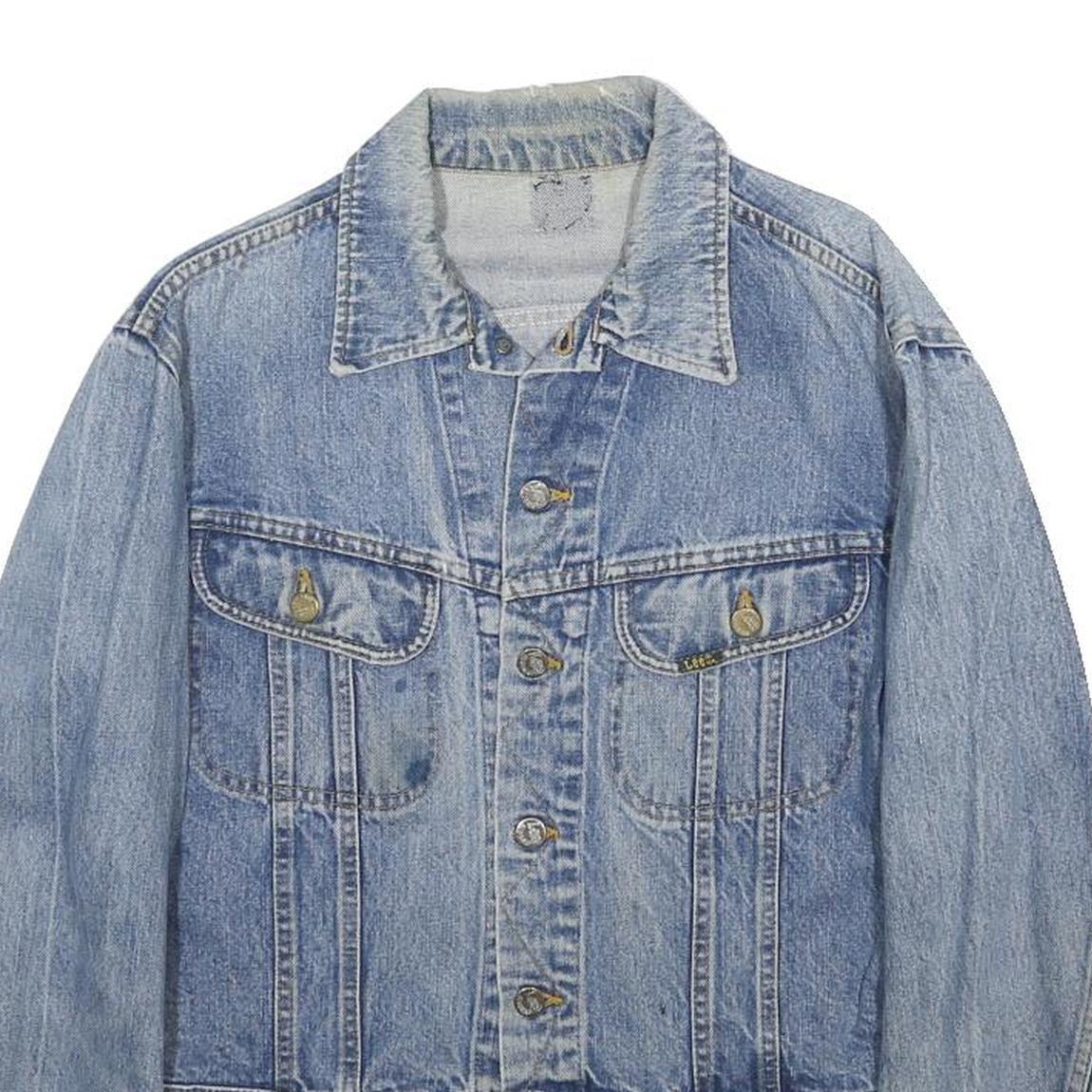 LEE Womens Blue Cotton Denim Jacket S Button Plain Casual Classic Fit