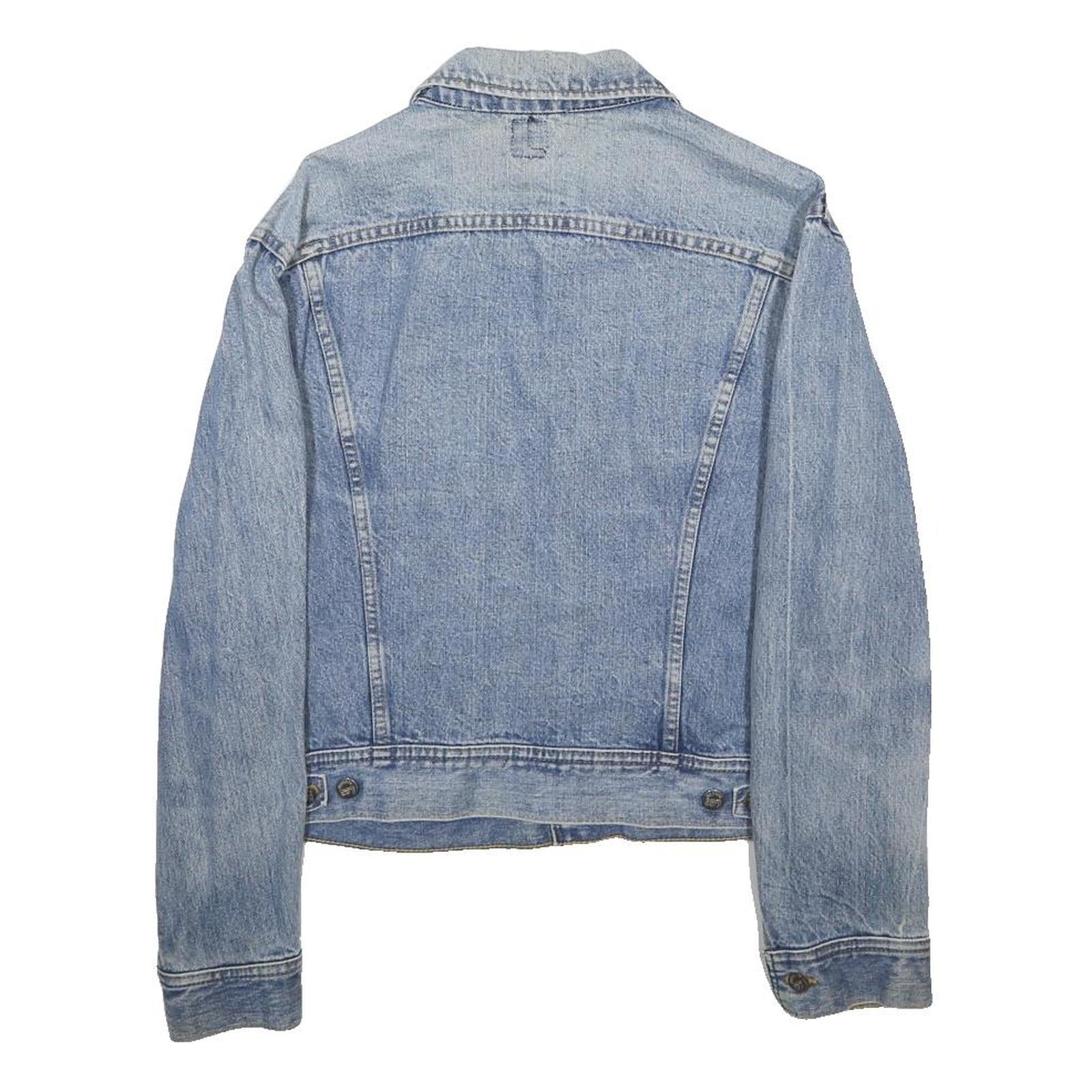 LEE Womens Blue Cotton Denim Jacket S Button Plain Casual Classic Fit