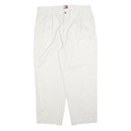 TOMMY HILFIGER Mens Cotton Blend White Regular Straight Trousers W38 L30