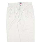 TOMMY HILFIGER Mens Cotton Blend White Regular Straight Trousers W38 L30