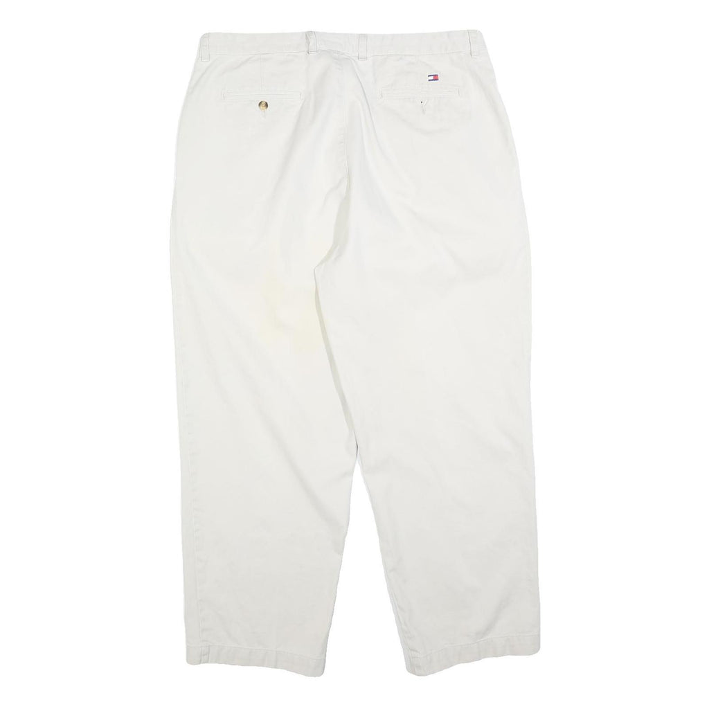 TOMMY HILFIGER Mens Cotton Blend White Regular Straight Trousers W38 L30