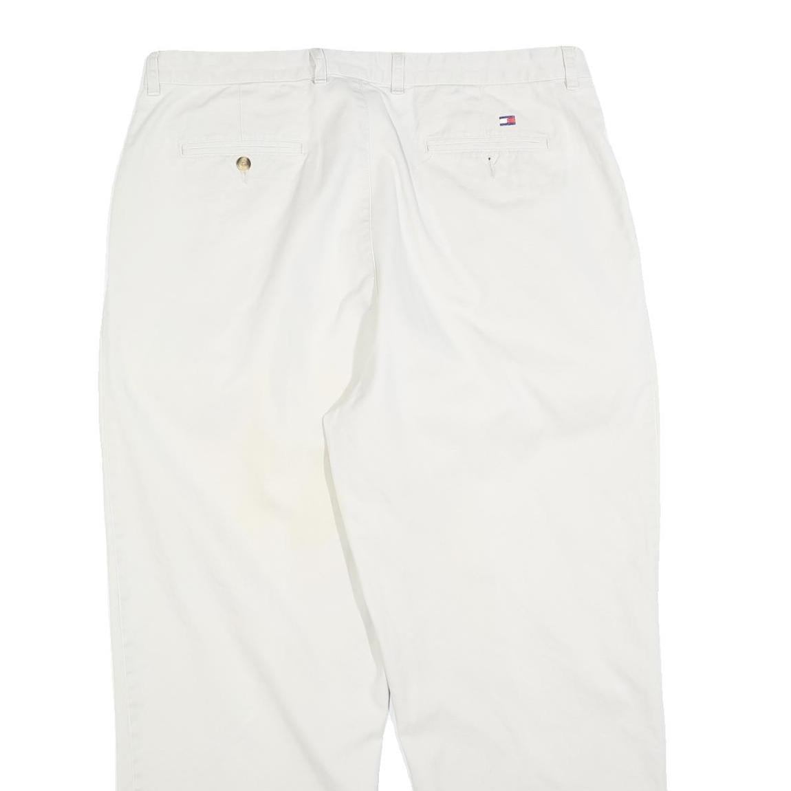 TOMMY HILFIGER Mens Cotton Blend White Regular Straight Trousers W38 L30