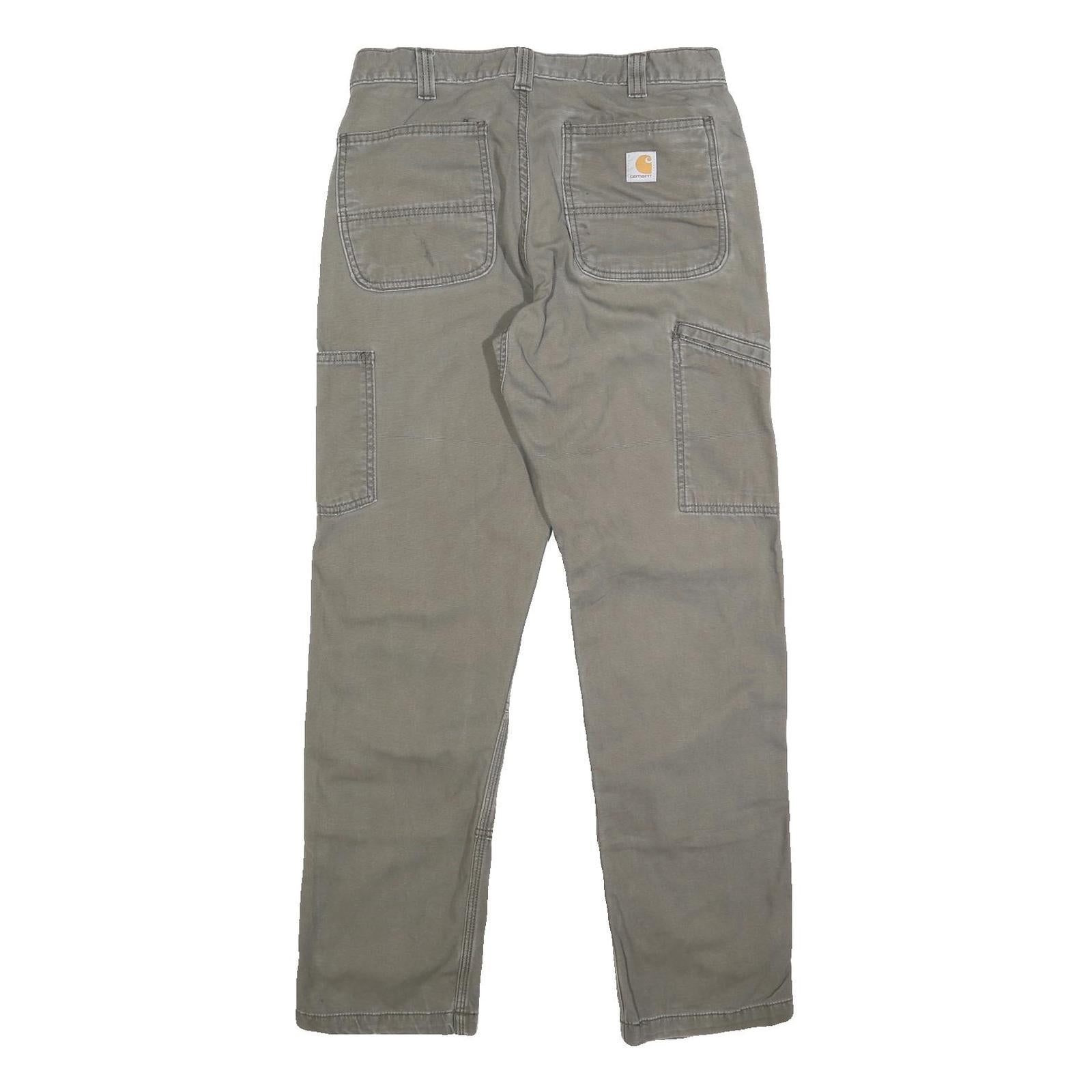 CARHARTT Mens Relaxed Fit Grey Cotton Blend Trousers W32 L32 Workwear Zip