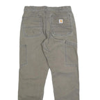 CARHARTT Mens Relaxed Fit Grey Cotton Blend Trousers W32 L32 Workwear Zip