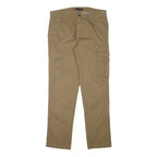 PEACOCKS Mens Slim Beige Cargo Trousers W32 L30 Cotton Blend Zip Pocket Casual