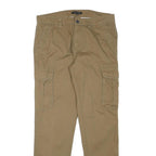 PEACOCKS Mens Slim Beige Cargo Trousers W32 L30 Cotton Blend Zip Pocket Casual