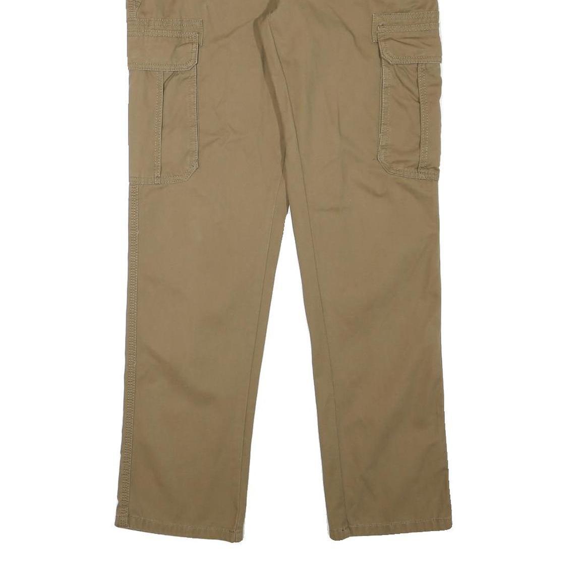 PEACOCKS Mens Slim Beige Cargo Trousers W32 L30 Cotton Blend Zip Pocket Casual
