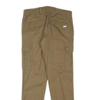 PEACOCKS Mens Slim Beige Cargo Trousers W32 L30 Cotton Blend Zip Pocket Casual