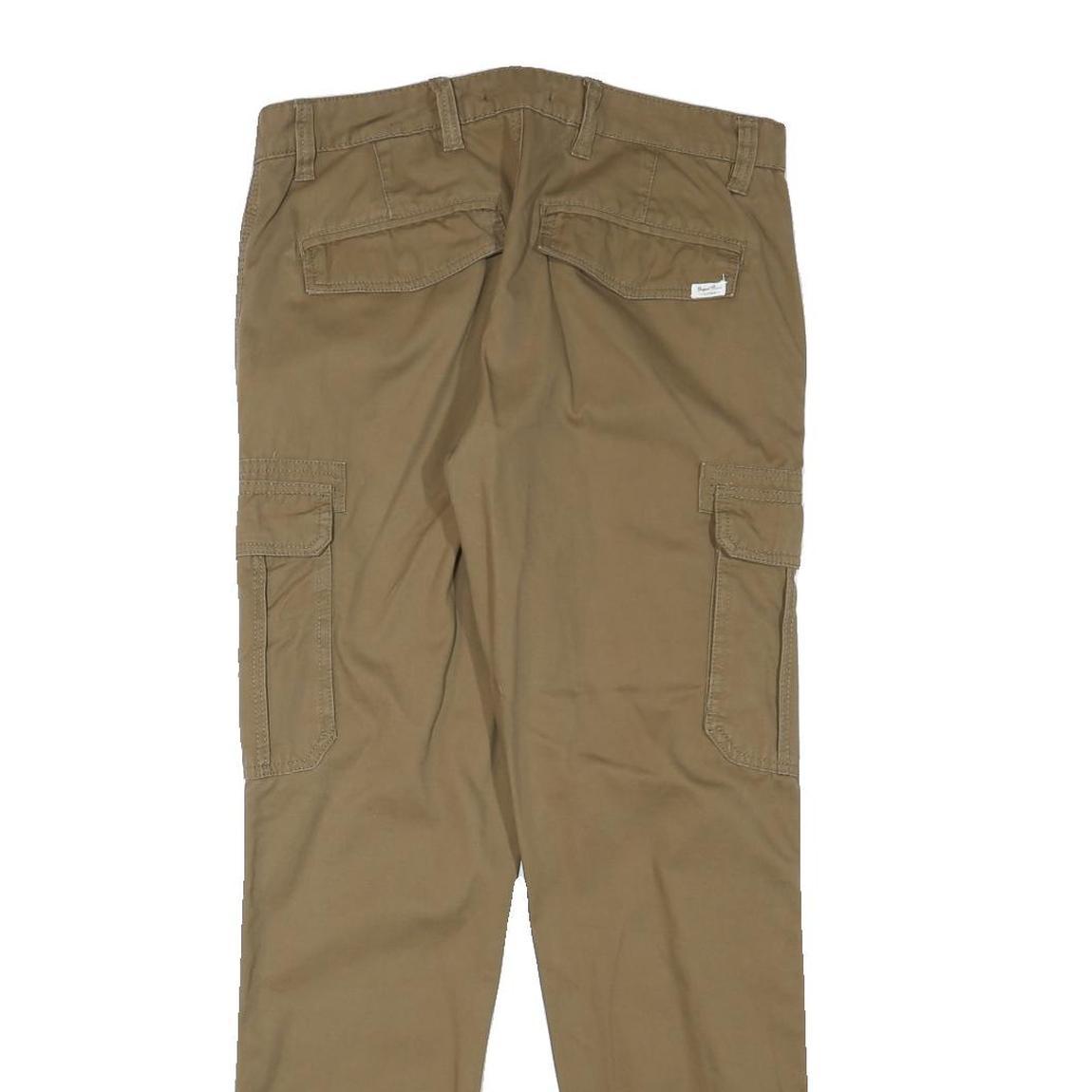 PEACOCKS Mens Slim Beige Cargo Trousers W32 L30 Cotton Blend Zip Pocket Casual