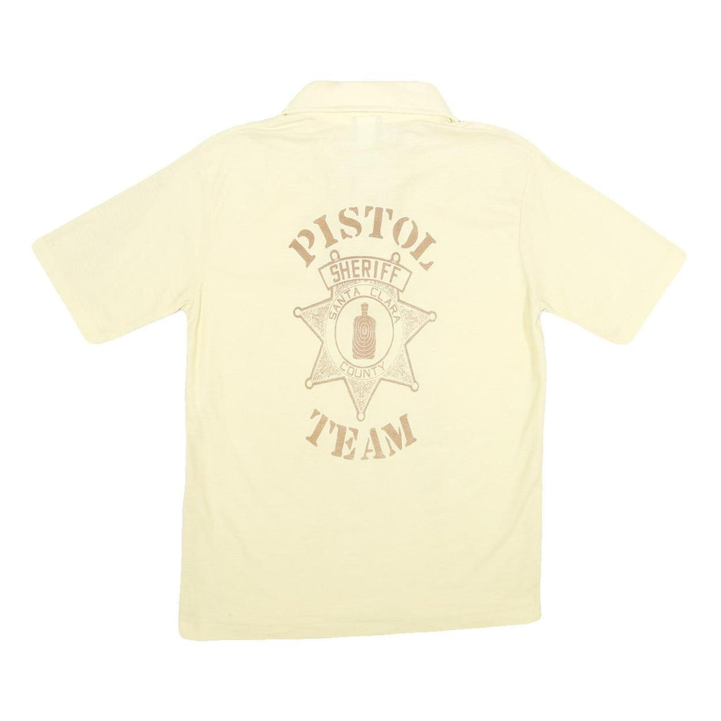 YOUR ADVANTAGE Mens Cream Cotton Blend Polo Shirt M Pistol Team Print