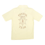 YOUR ADVANTAGE Mens Cream Cotton Blend Polo Shirt M Pistol Team Print
