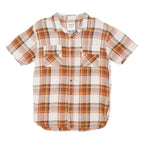 LEVI'S Mens Orange & Cream Check Shirt L Button Pocket Casual Cotton Blend