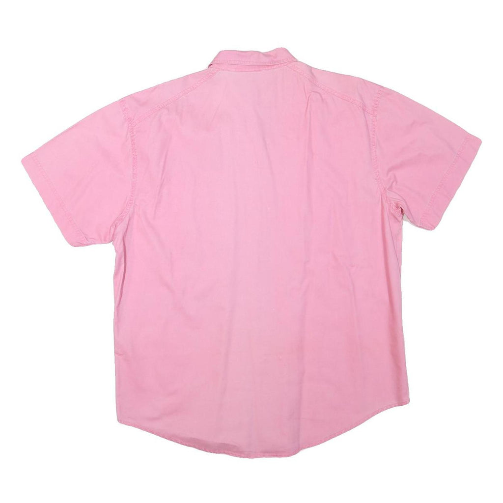 ANNA VENI Womens Pink Cotton Blend Shirt L Embroidered Logo Short Sleeve Button