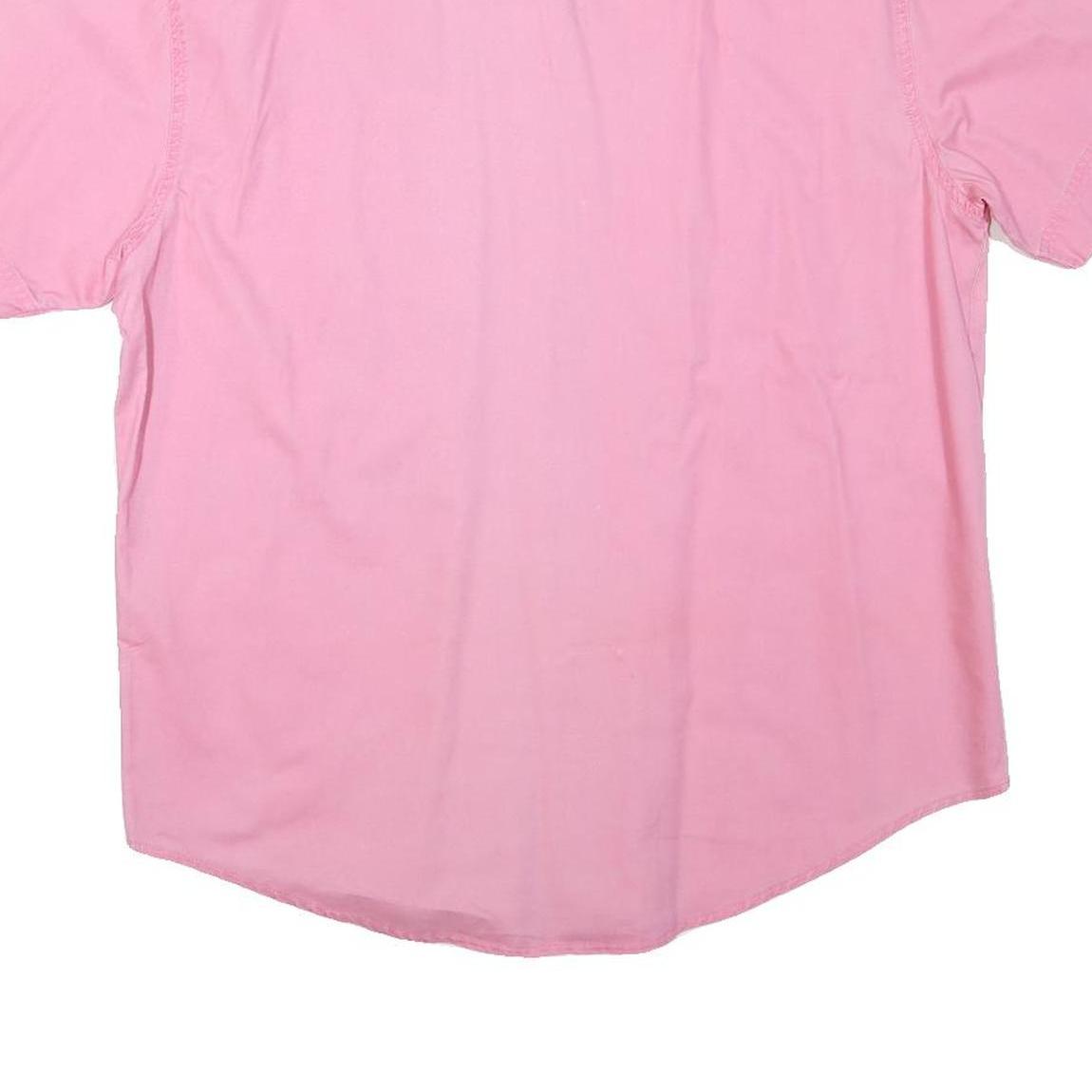 ANNA VENI Womens Pink Cotton Blend Shirt L Embroidered Logo Short Sleeve Button