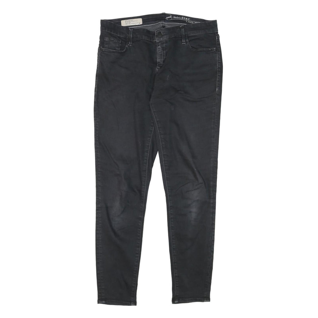 GAS Womens Jeans Black Slim Skinny Denim Medium W30 L27 Stylish Cotton Blend Zip