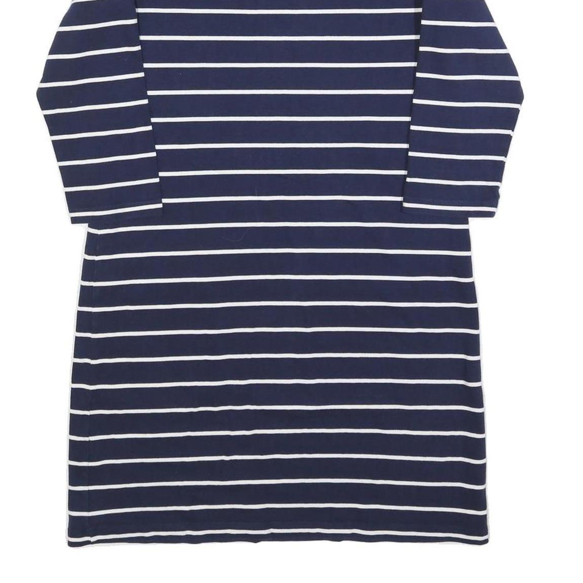 MOUNTAIN WAREHOUSE Womens Navy & White Striped Day Cotton Blend Dress UK 12