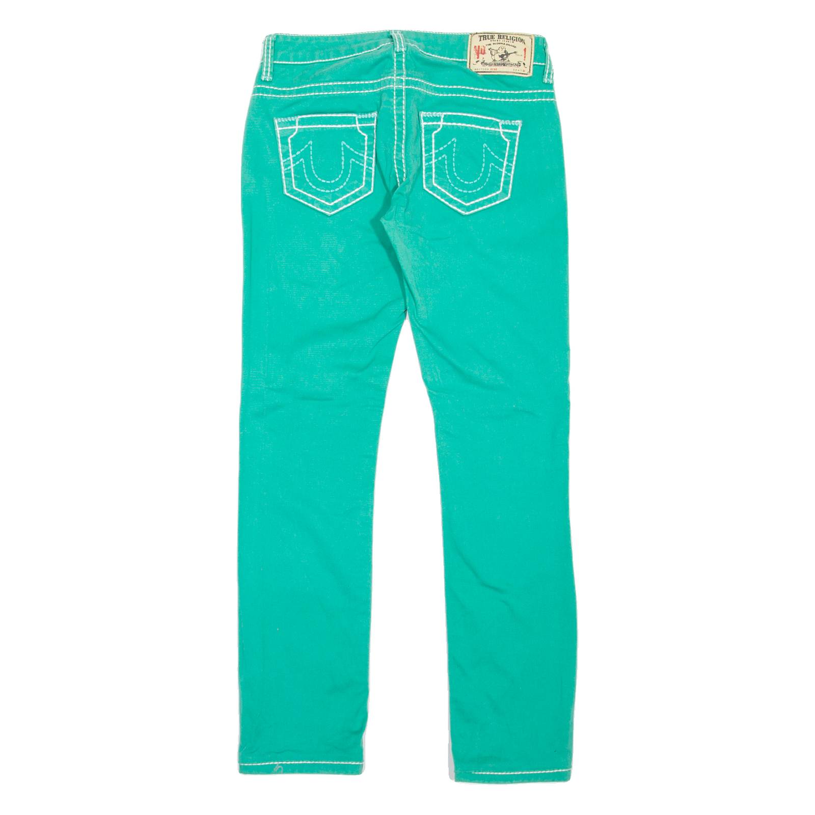 TRUE RELIGION Geno Womens Jeans Green Slim Straight W30 L30