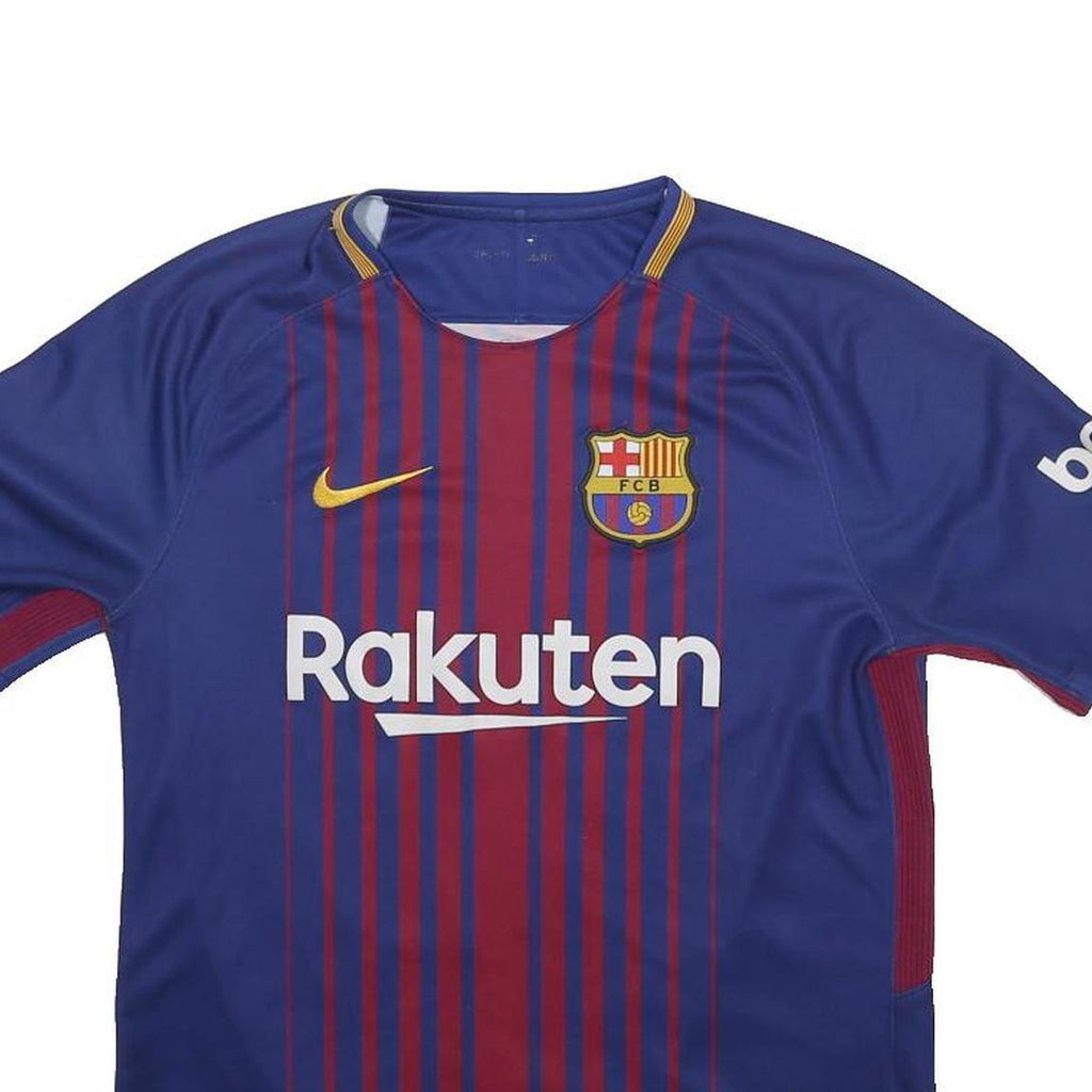 NIKE Mens Blue & Maroon FC Barcelona Football Shirt M Short Sleeve Crew Neck