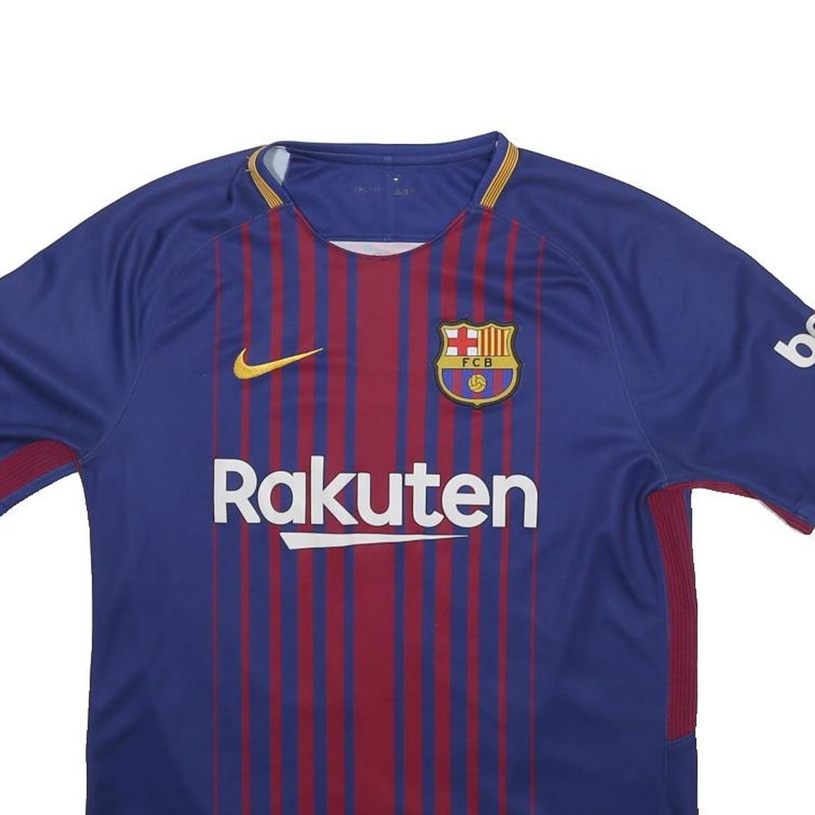 NIKE Mens Blue & Maroon FC Barcelona Football Shirt M Short Sleeve Crew Neck