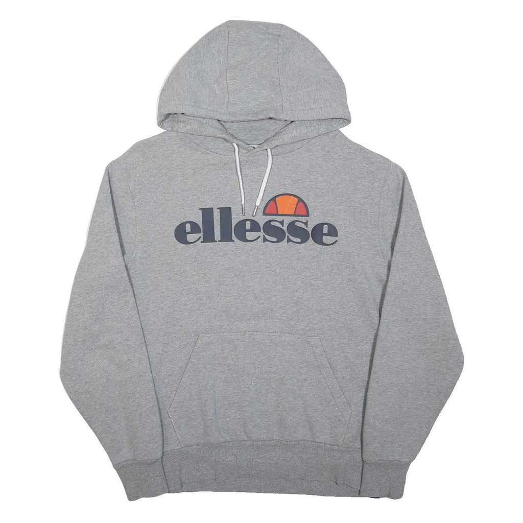 ELLESSE Mens Grey Pullover Hoodie L Cotton Blend Casual Sweatshirt