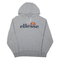 ELLESSE Mens Grey Pullover Hoodie L Cotton Blend Casual Sweatshirt