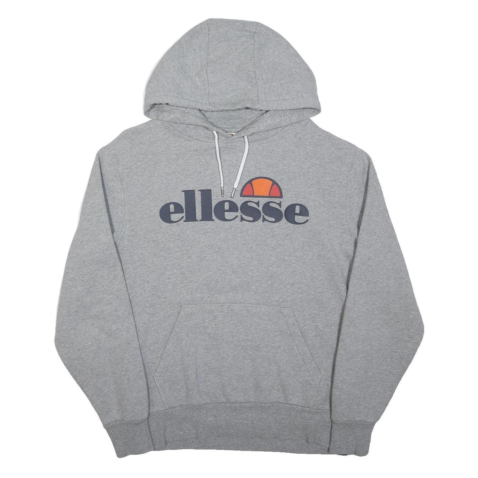 ELLESSE Mens Grey Pullover Hoodie L Cotton Blend Casual Sweatshirt