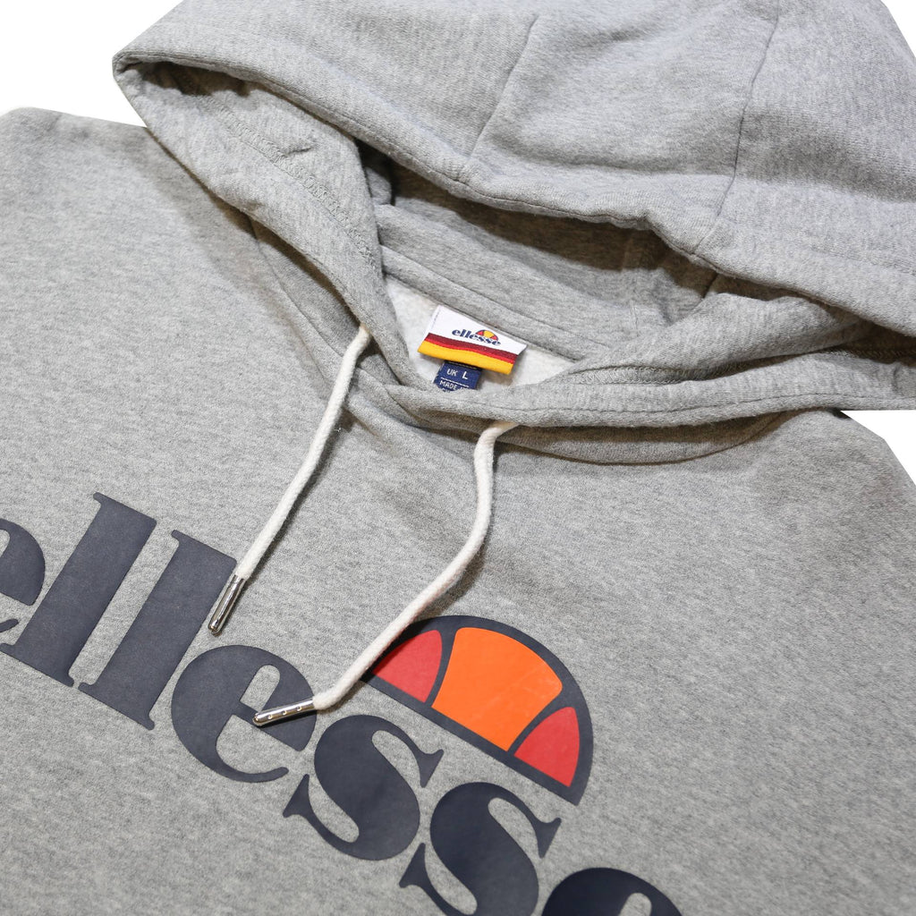 ELLESSE Mens Grey Pullover Hoodie L Cotton Blend Casual Sweatshirt