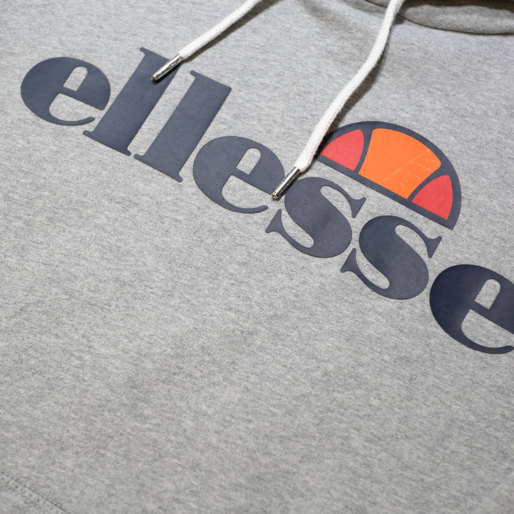ELLESSE Mens Grey Pullover Hoodie L Cotton Blend Casual Sweatshirt