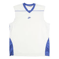 NIKE Mens White & Blue Sleeveless V-Neck Polyester Sports T-Shirt M