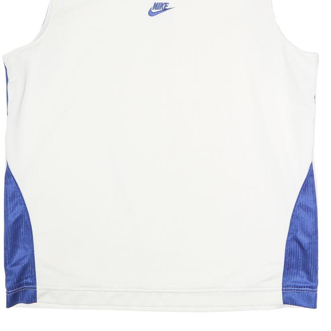 NIKE Mens White & Blue Sleeveless V-Neck Polyester Sports T-Shirt M