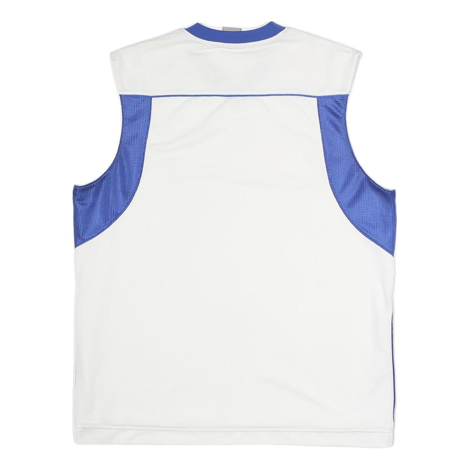 NIKE Mens White & Blue Sleeveless V-Neck Polyester Sports T-Shirt M
