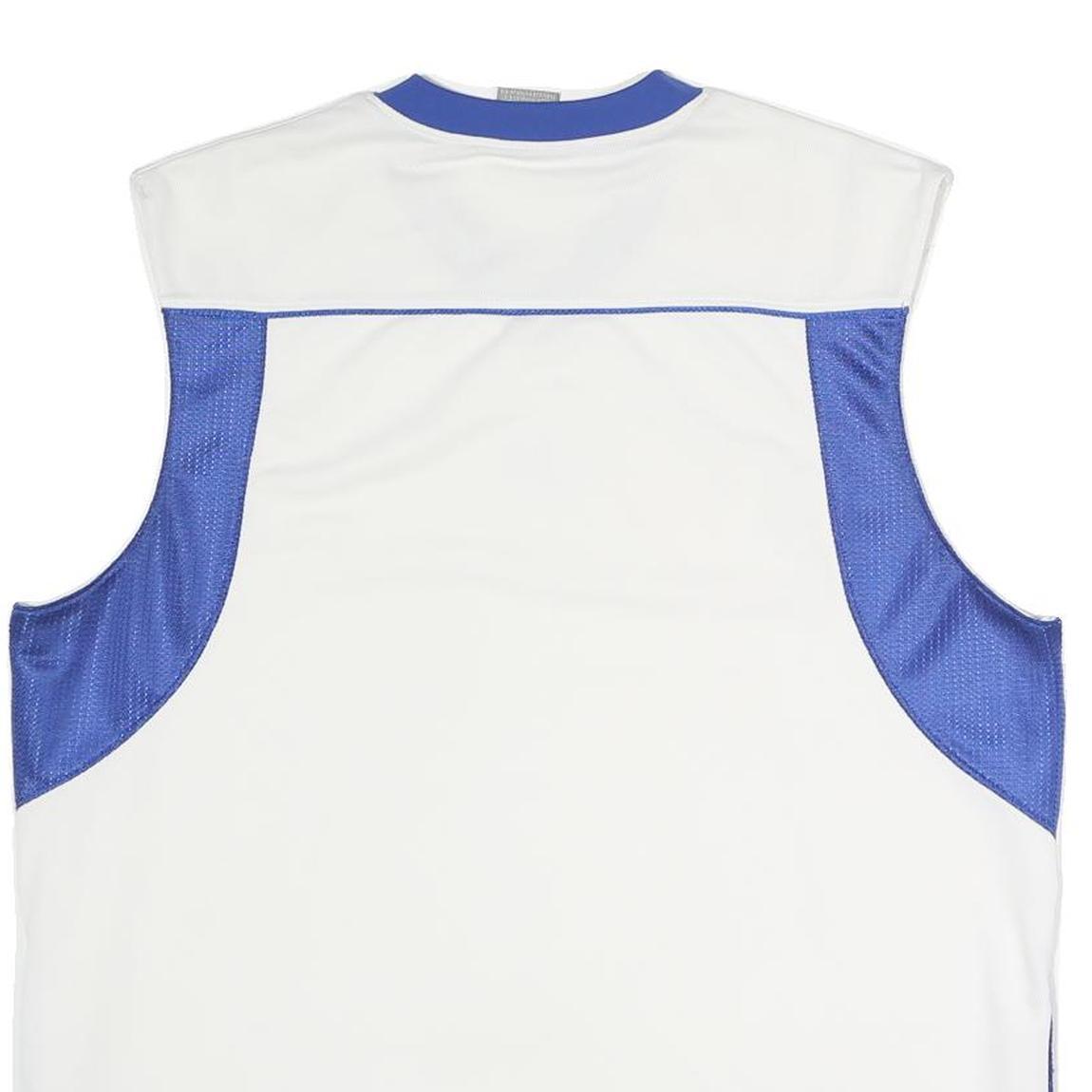 NIKE Mens White & Blue Sleeveless V-Neck Polyester Sports T-Shirt M