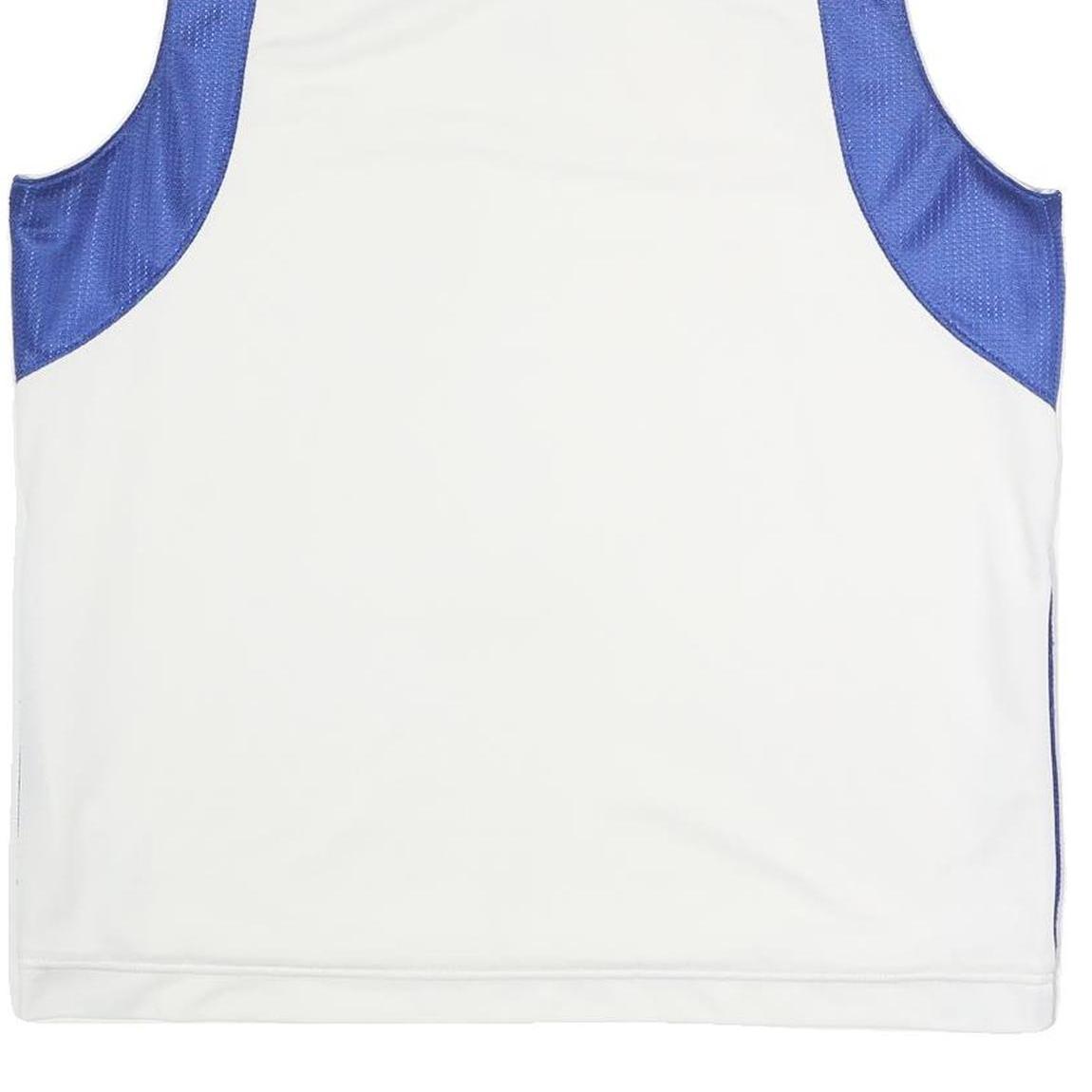 NIKE Mens White & Blue Sleeveless V-Neck Polyester Sports T-Shirt M