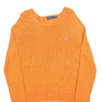 POLO RALPH LAUREN Girls Orange Plain Jumper Cotton Crew Neck Basic Knit L