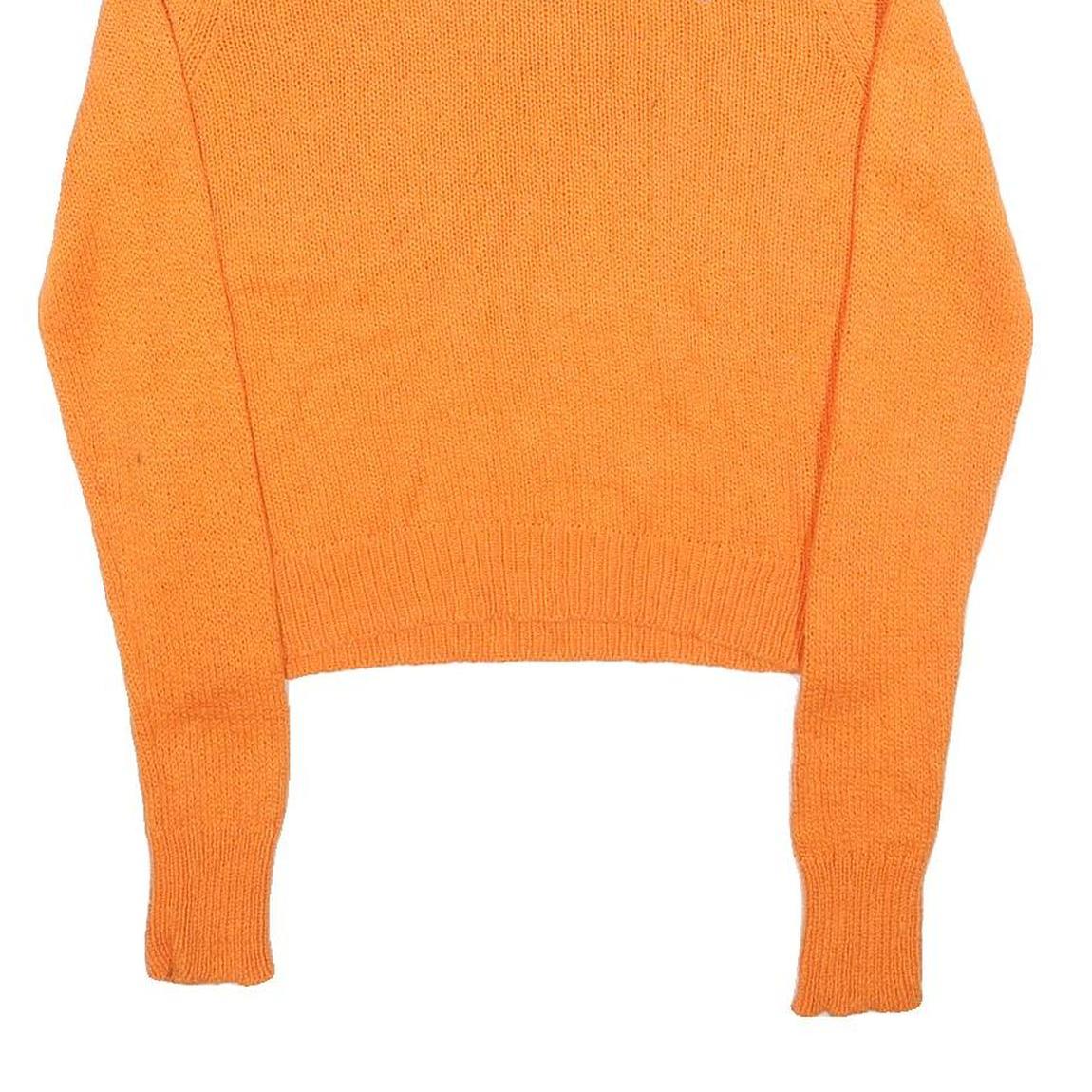 POLO RALPH LAUREN Girls Orange Plain Jumper Cotton Crew Neck Basic Knit L