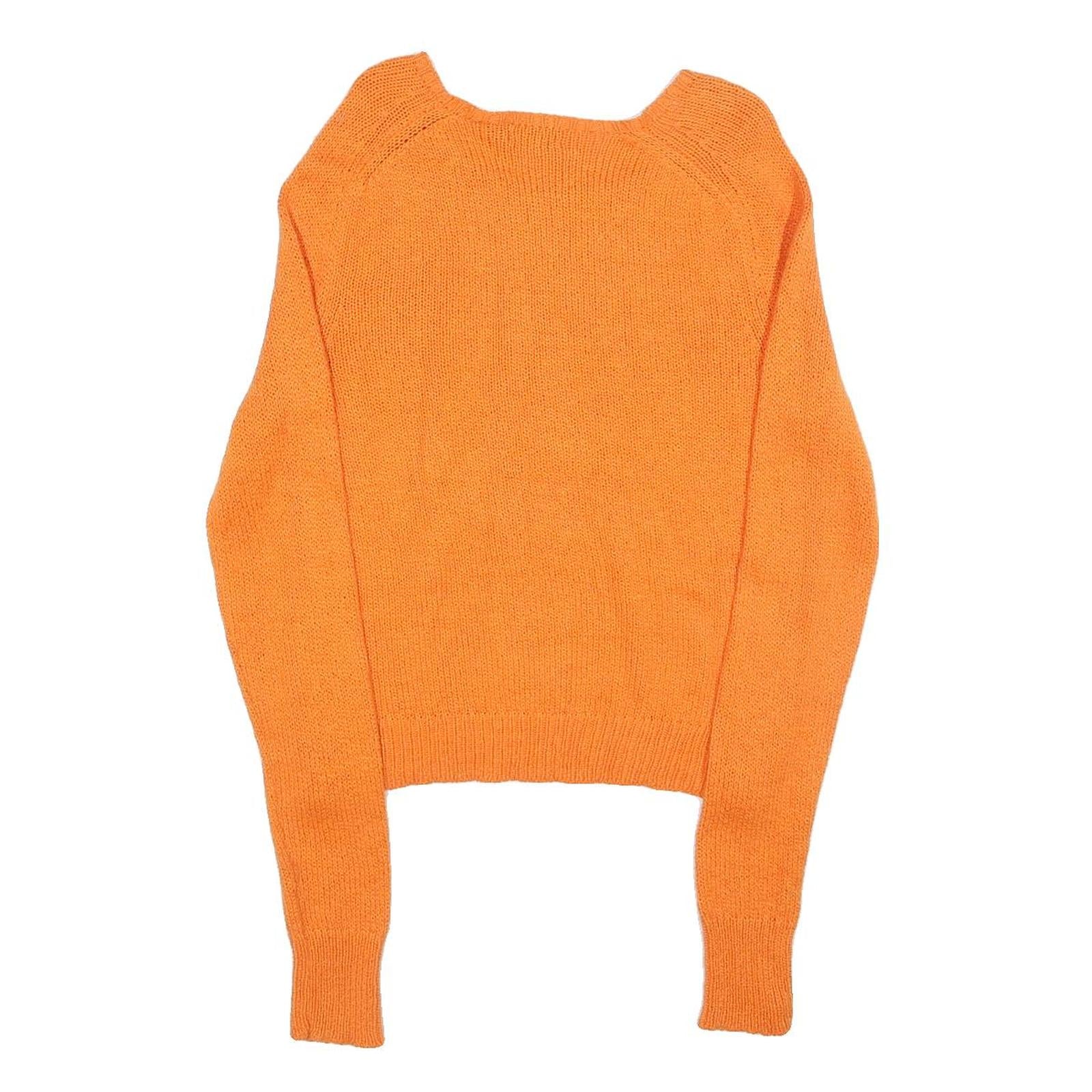 POLO RALPH LAUREN Girls Orange Plain Jumper Cotton Crew Neck Basic Knit L