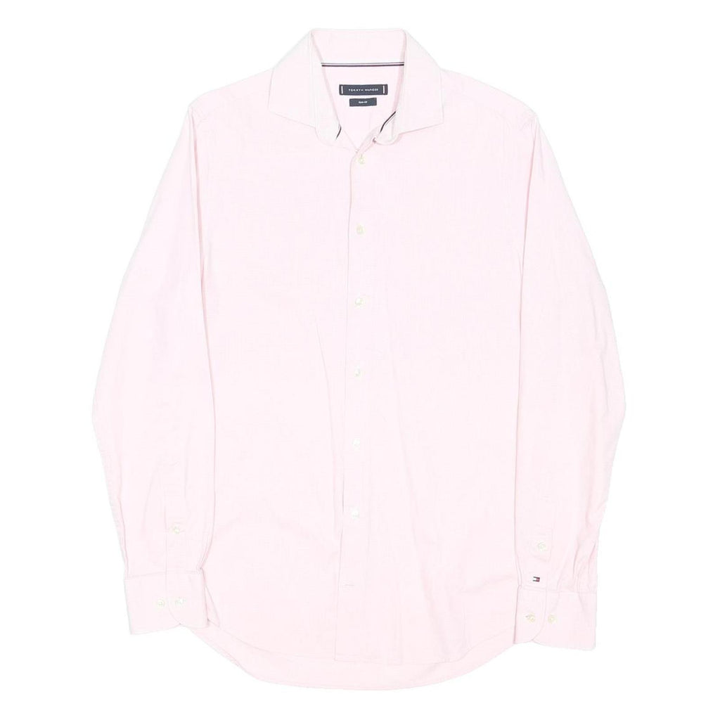 TOMMY HILFIGER Mens Pink Shirt M Cotton Blend Classic Fit Casual Button-Down