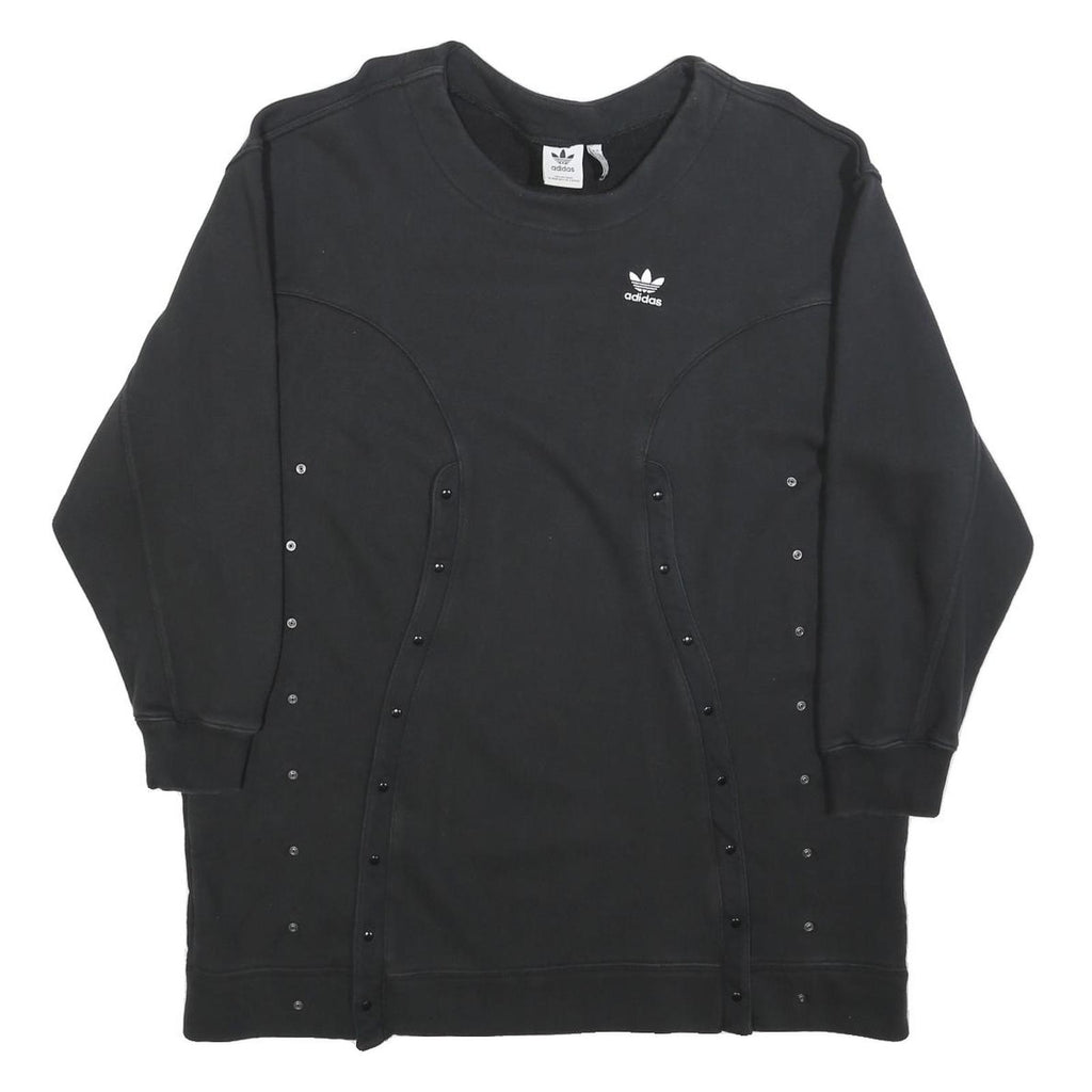 ADIDAS Womens Black Sweatshirt Crew Neck UK 10 Cotton Blend Pullover