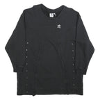ADIDAS Womens Black Sweatshirt Crew Neck UK 10 Cotton Blend Pullover