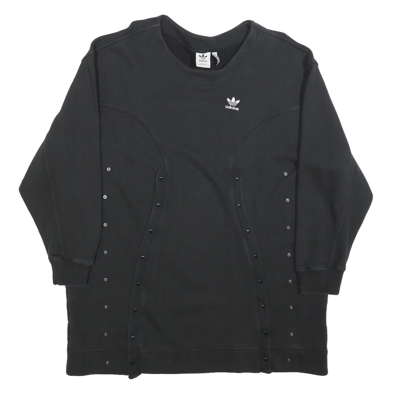 ADIDAS Womens Black Sweatshirt Crew Neck UK 10 Cotton Blend Pullover