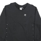 ADIDAS Womens Black Sweatshirt Crew Neck UK 10 Cotton Blend Pullover