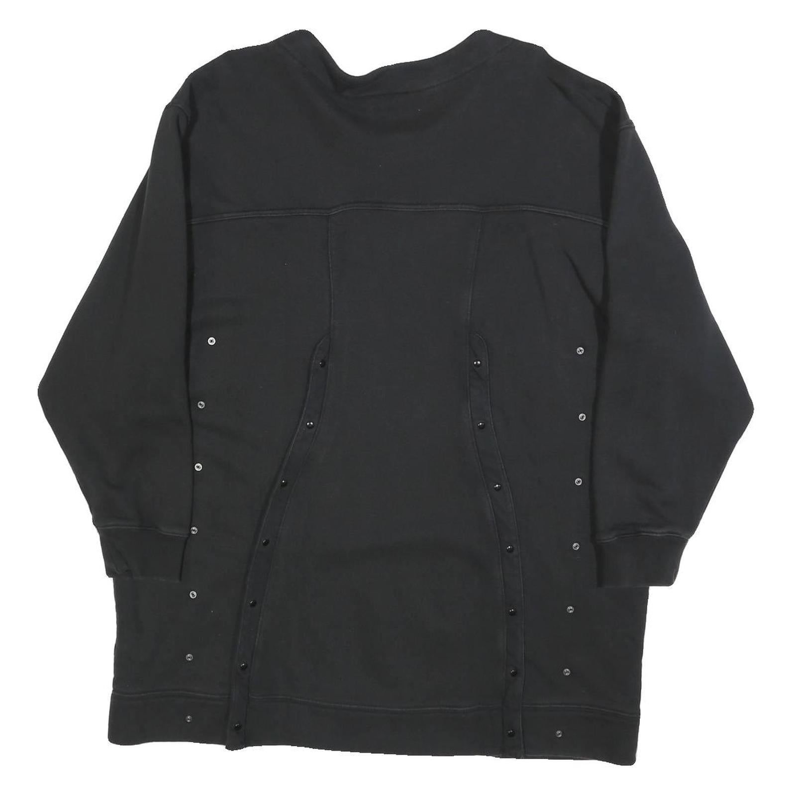 ADIDAS Womens Black Sweatshirt Crew Neck UK 10 Cotton Blend Pullover