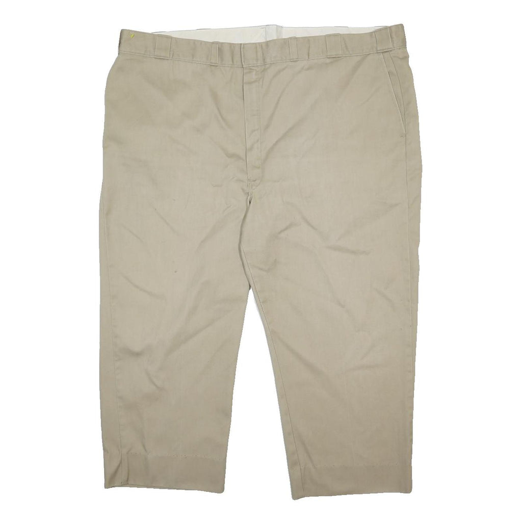 DICKIES Mens Cotton Blend Beige Regular Fit Straight Leg Trousers W50 L24