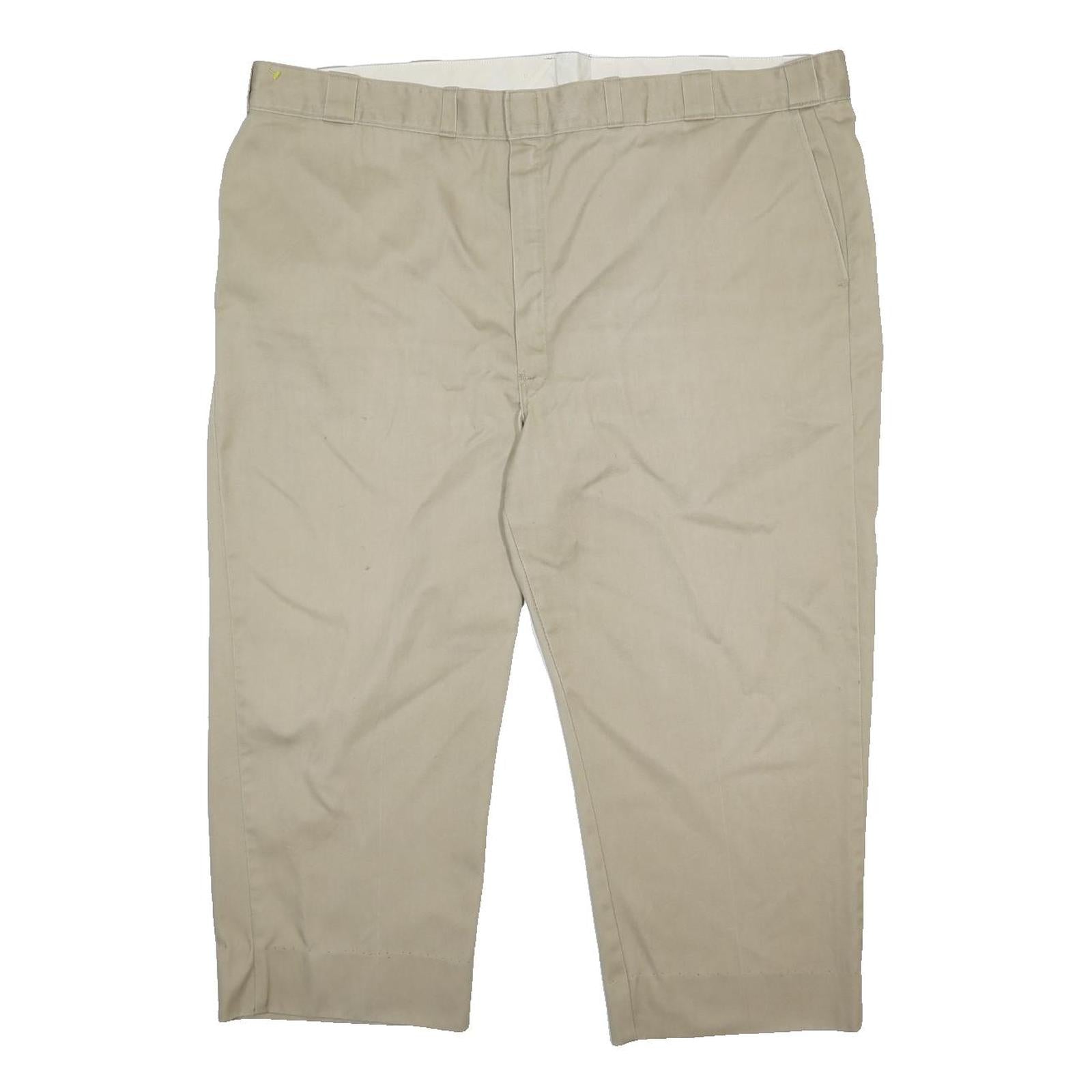 DICKIES Mens Cotton Blend Beige Regular Fit Straight Leg Trousers W50 L24