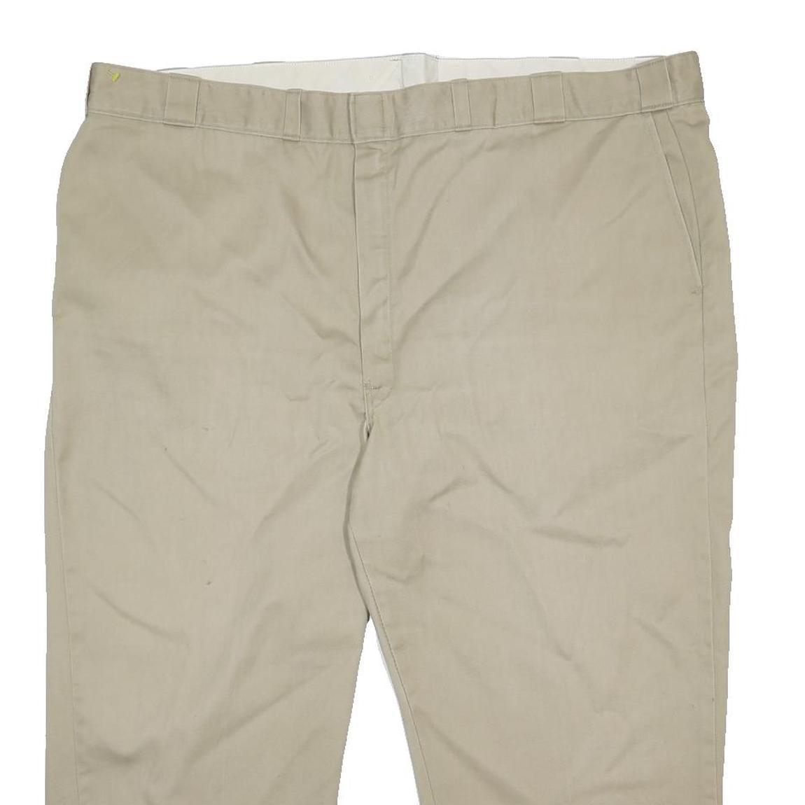DICKIES Mens Cotton Blend Beige Regular Fit Straight Leg Trousers W50 L24