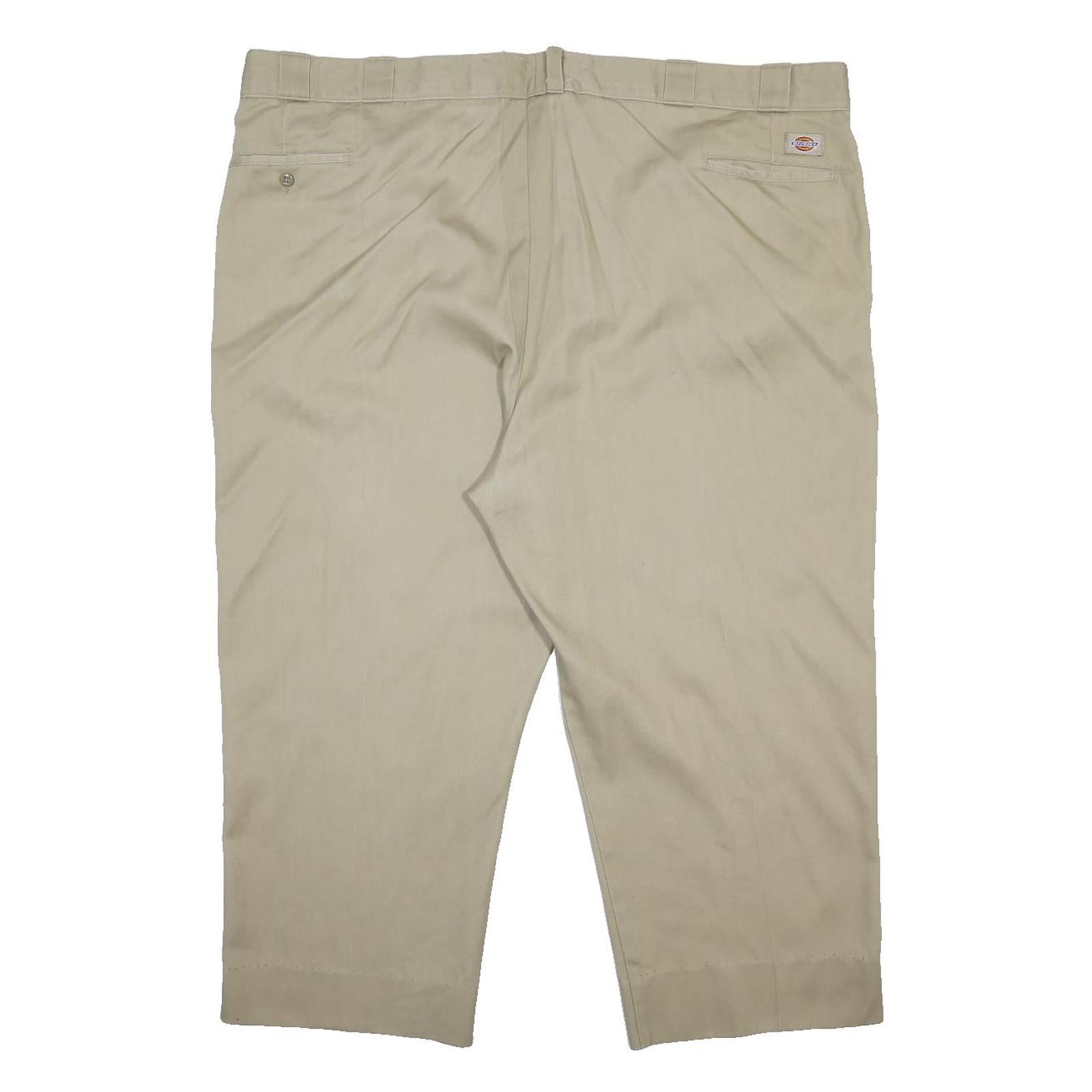 DICKIES Mens Cotton Blend Beige Regular Fit Straight Leg Trousers W50 L24